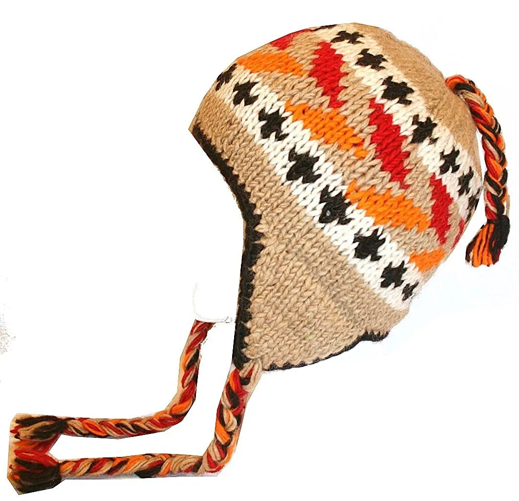 146 H Assorted Wool Cable Knit Fleece Crocheted Ski Trapper Hat Cap Beanie S/M