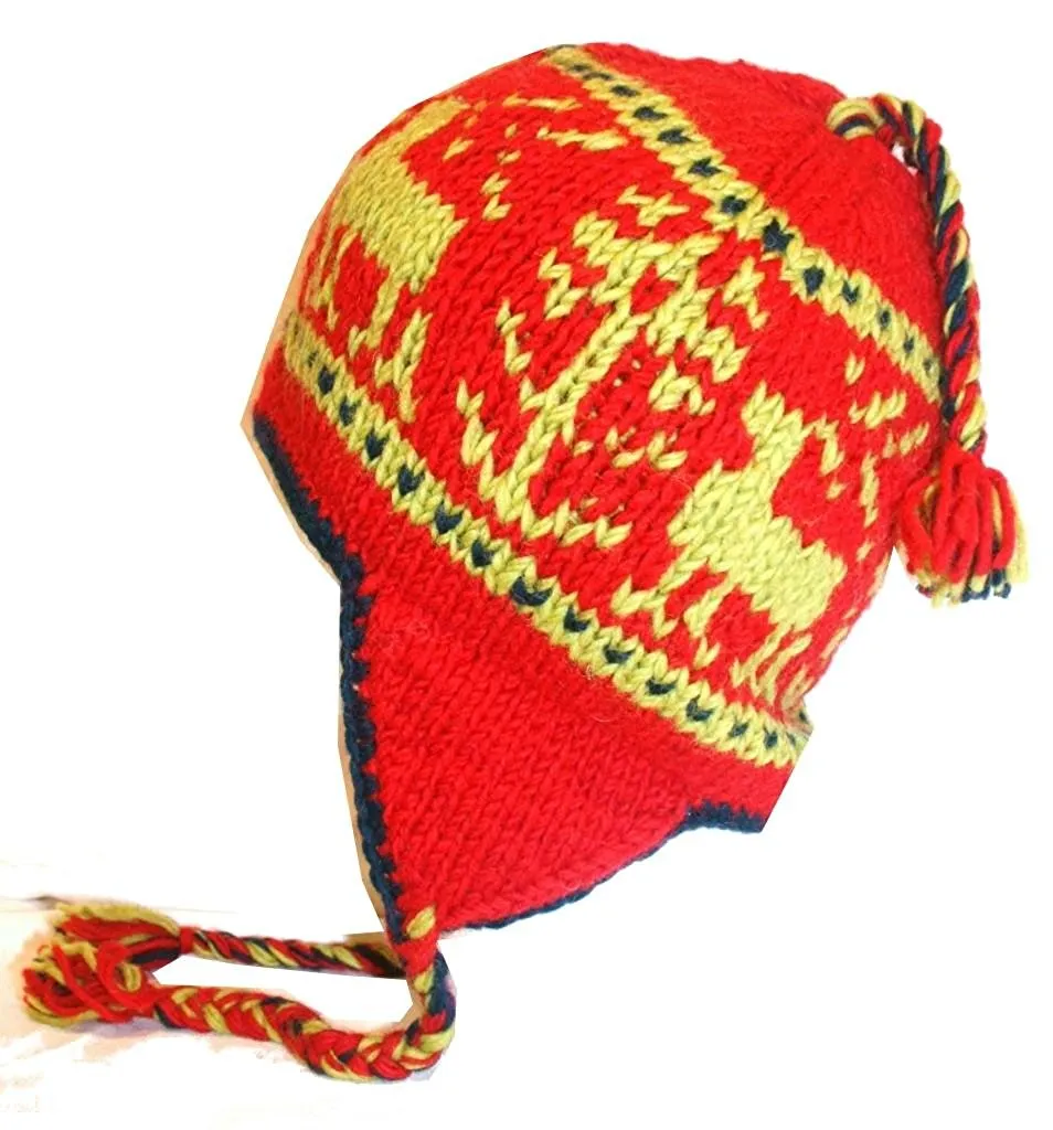 146 H Assorted Wool Cable Knit Fleece Crocheted Ski Trapper Hat Cap Beanie S/M