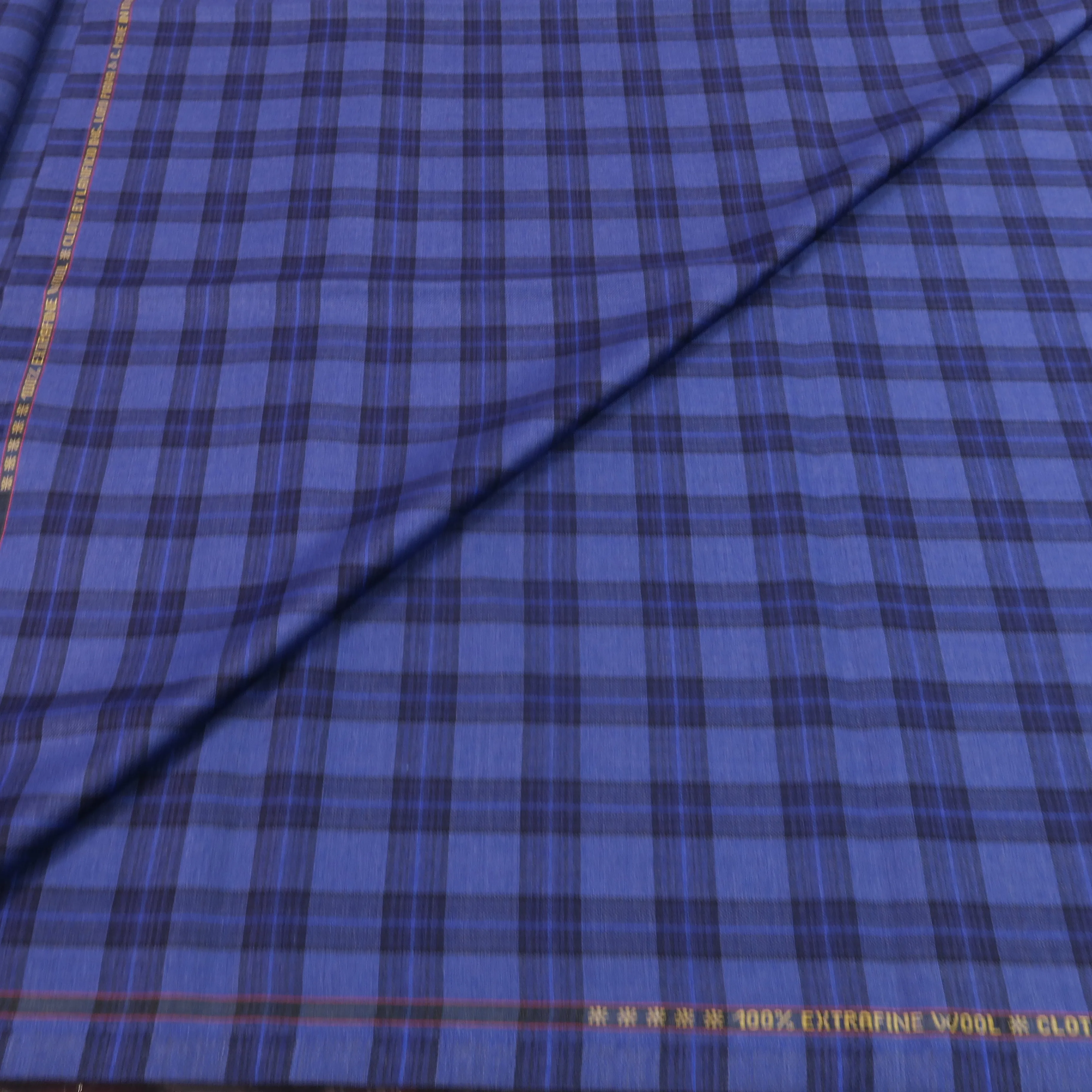2.50 YDS Piece Kashmir Blue Prince Of Wales Blue Super 150's Extrafine Wool Loro Piana Fabric