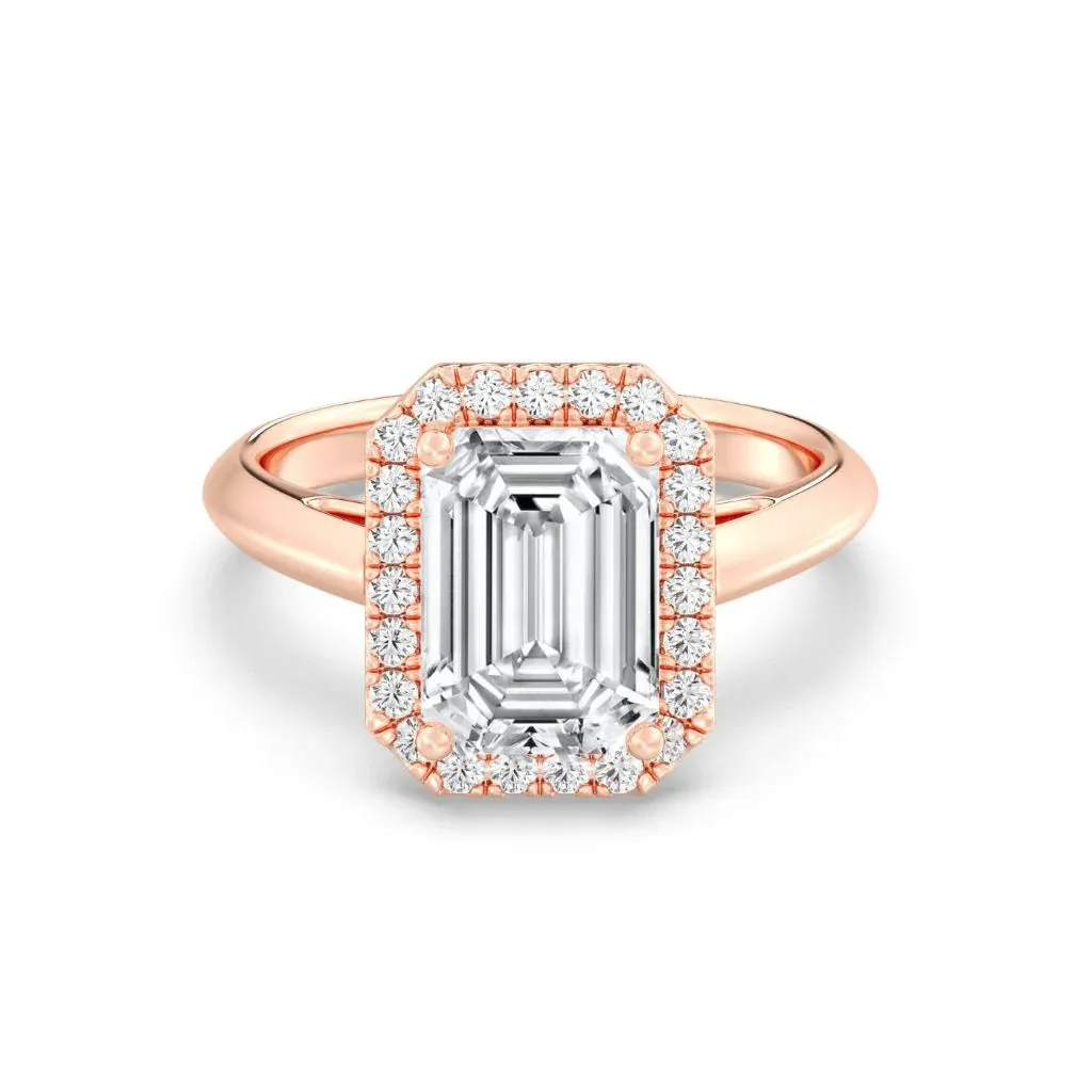 3ct Solitaire Ring Plain Band with Halo