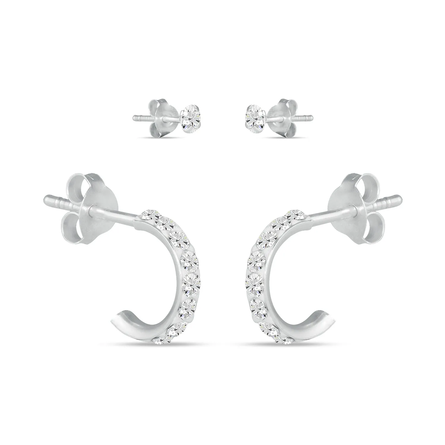 925 Pure Sterling Silver Sparkle Hoop And Stud Earring For Women