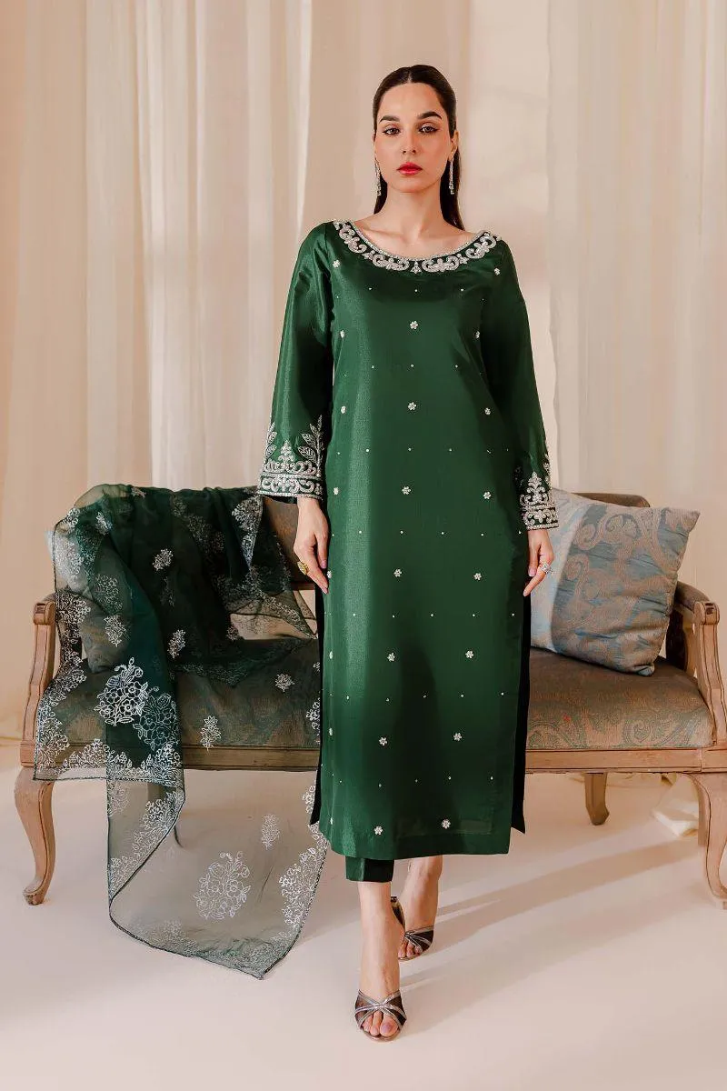 Allure by Ih - CAMELIA - Katan Silk - Emerald - 3 Piece