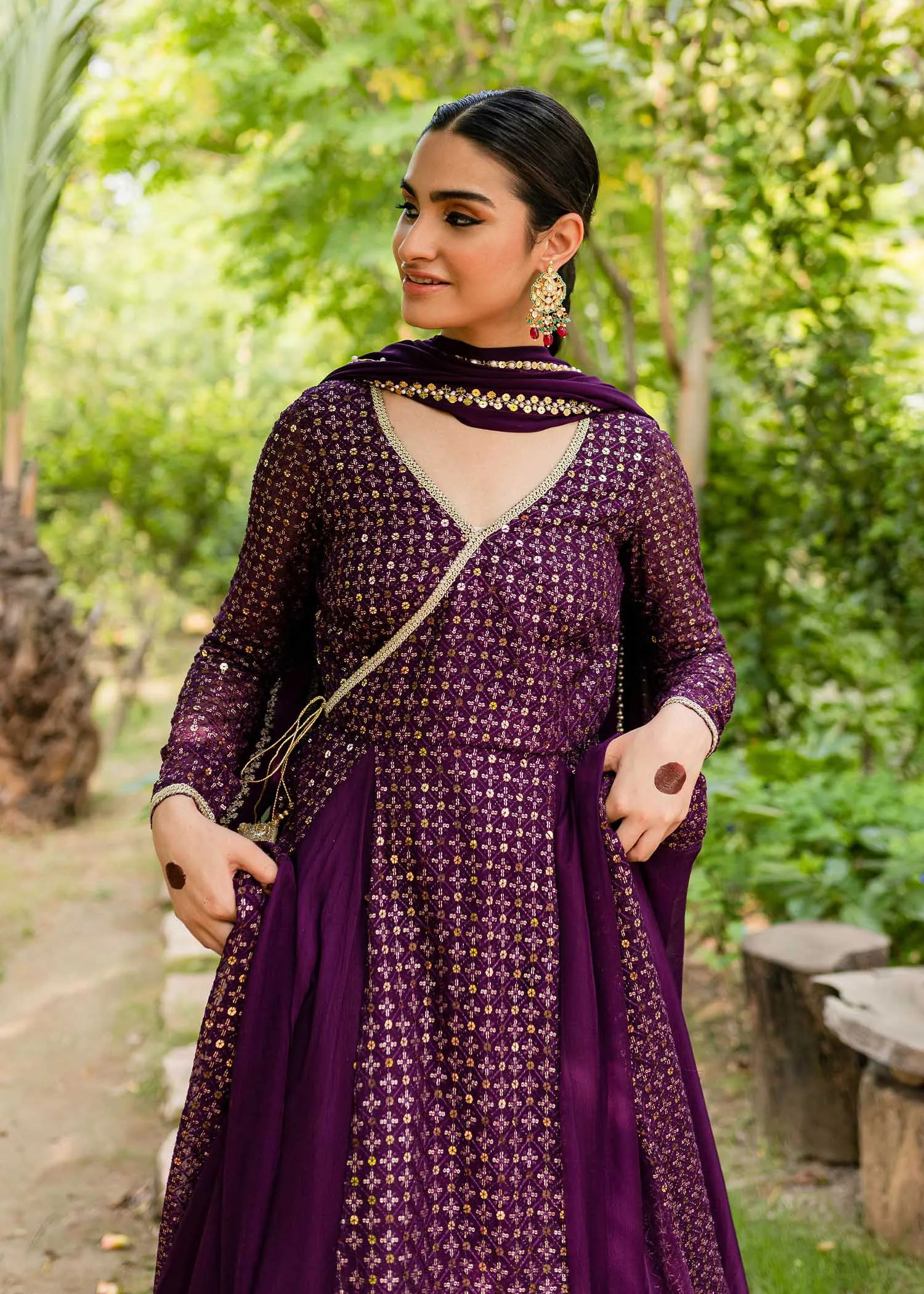 Allure by Ih - HEER - Chiffon & Silk - Plum - 4 Piece
