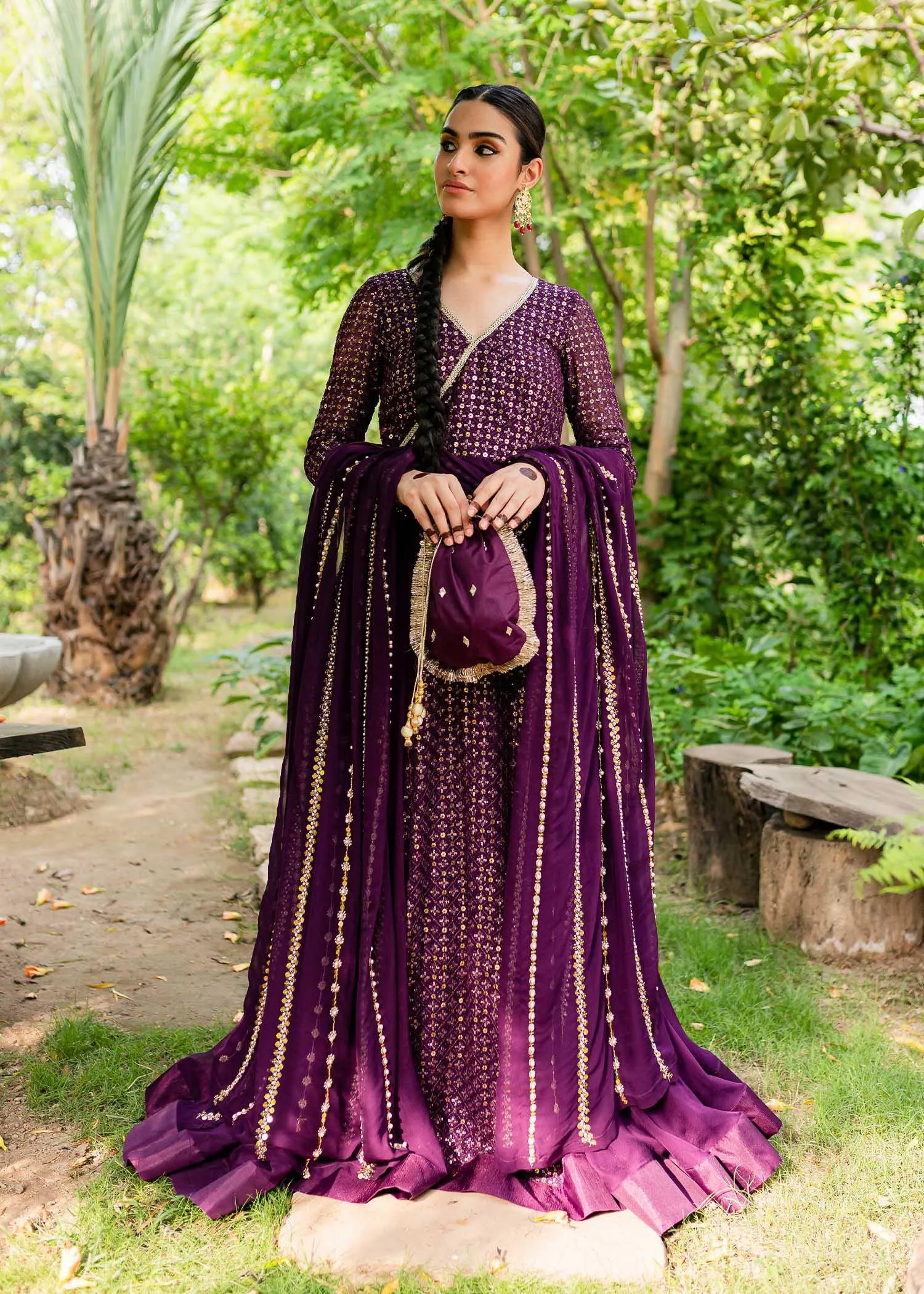 Allure by Ih - HEER - Chiffon & Silk - Plum - 4 Piece