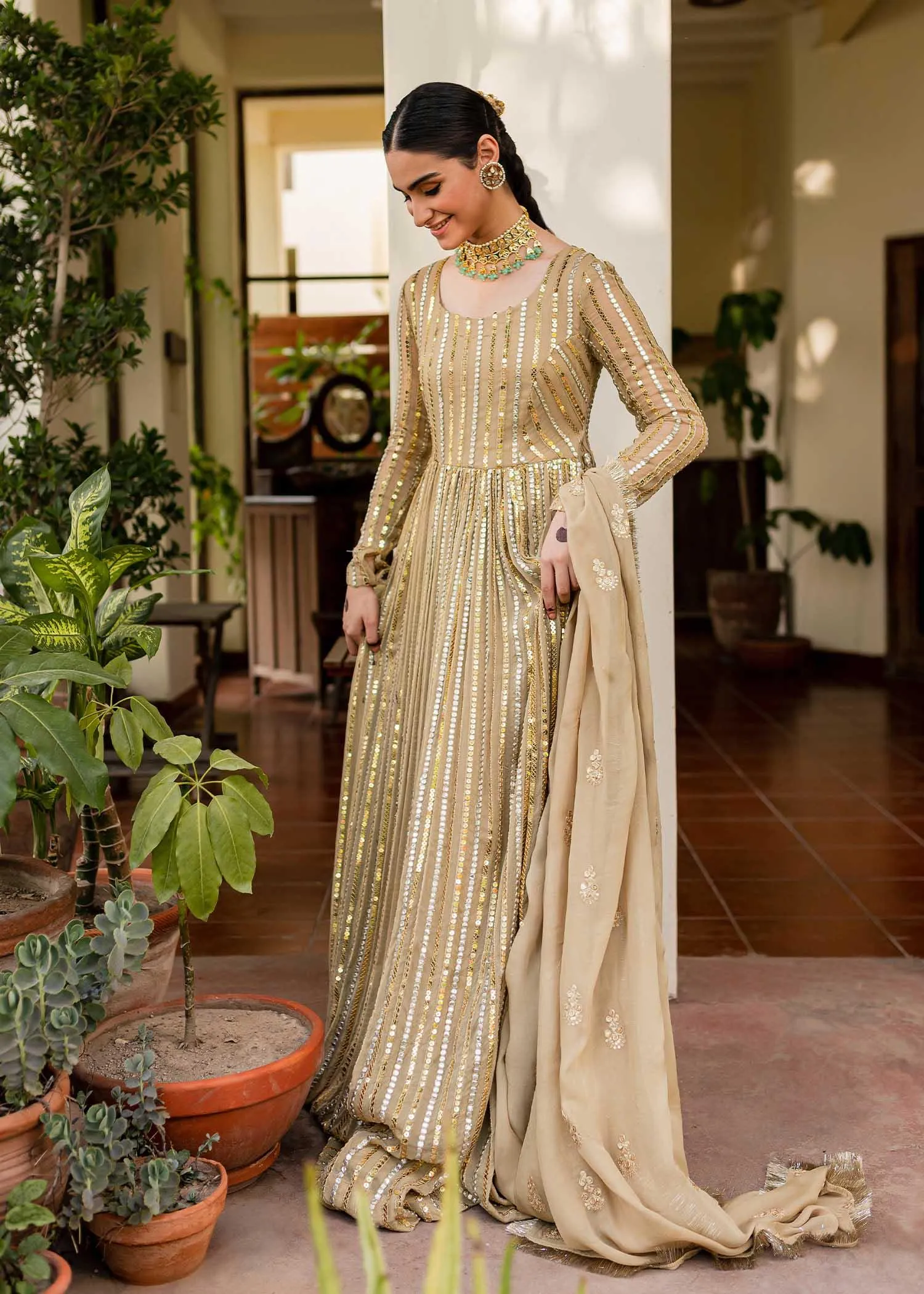 Allure by Ih - ZAMAL - Chiffon & Silk - Golden - 4 Piece