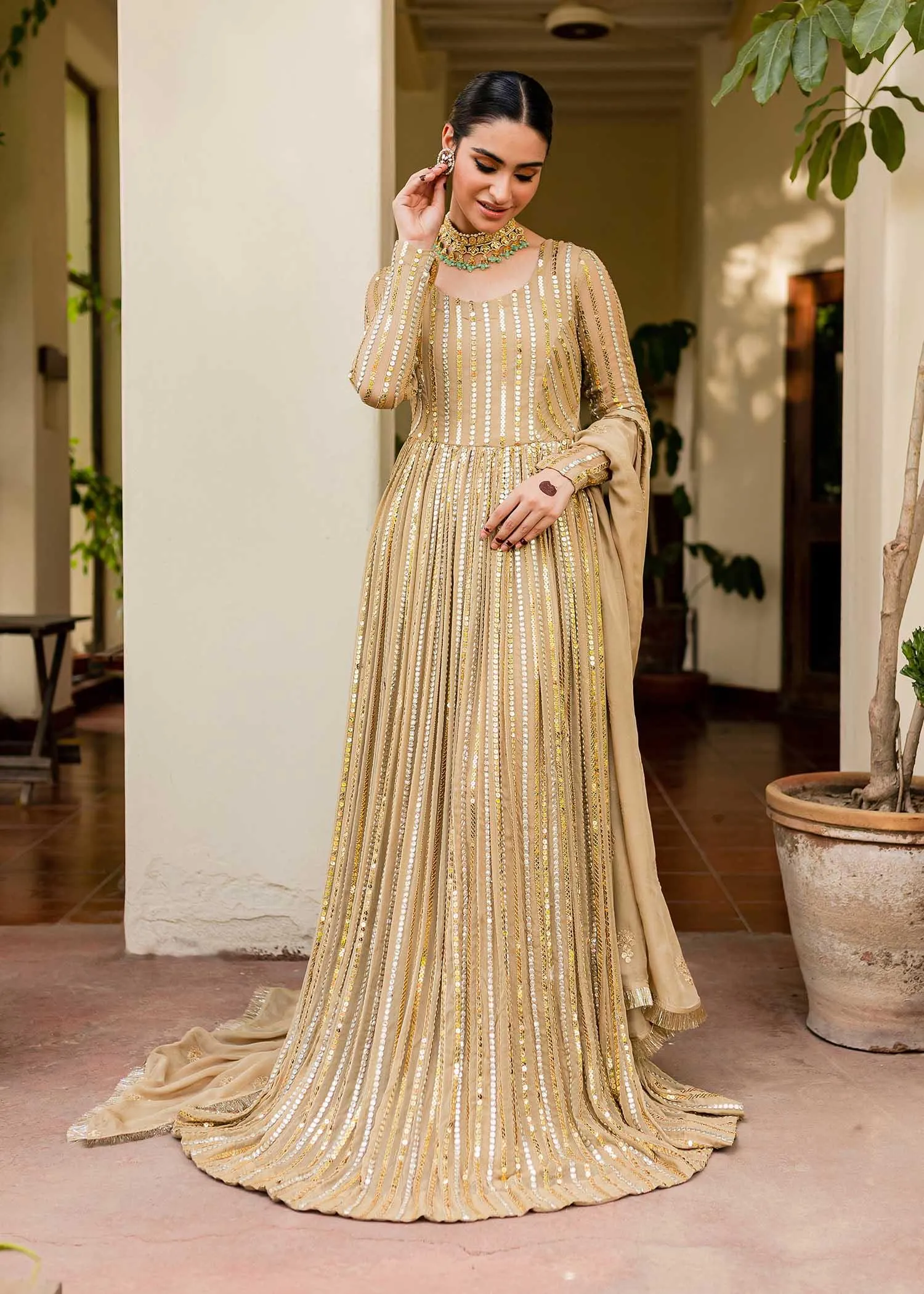 Allure by Ih - ZAMAL - Chiffon & Silk - Golden - 4 Piece