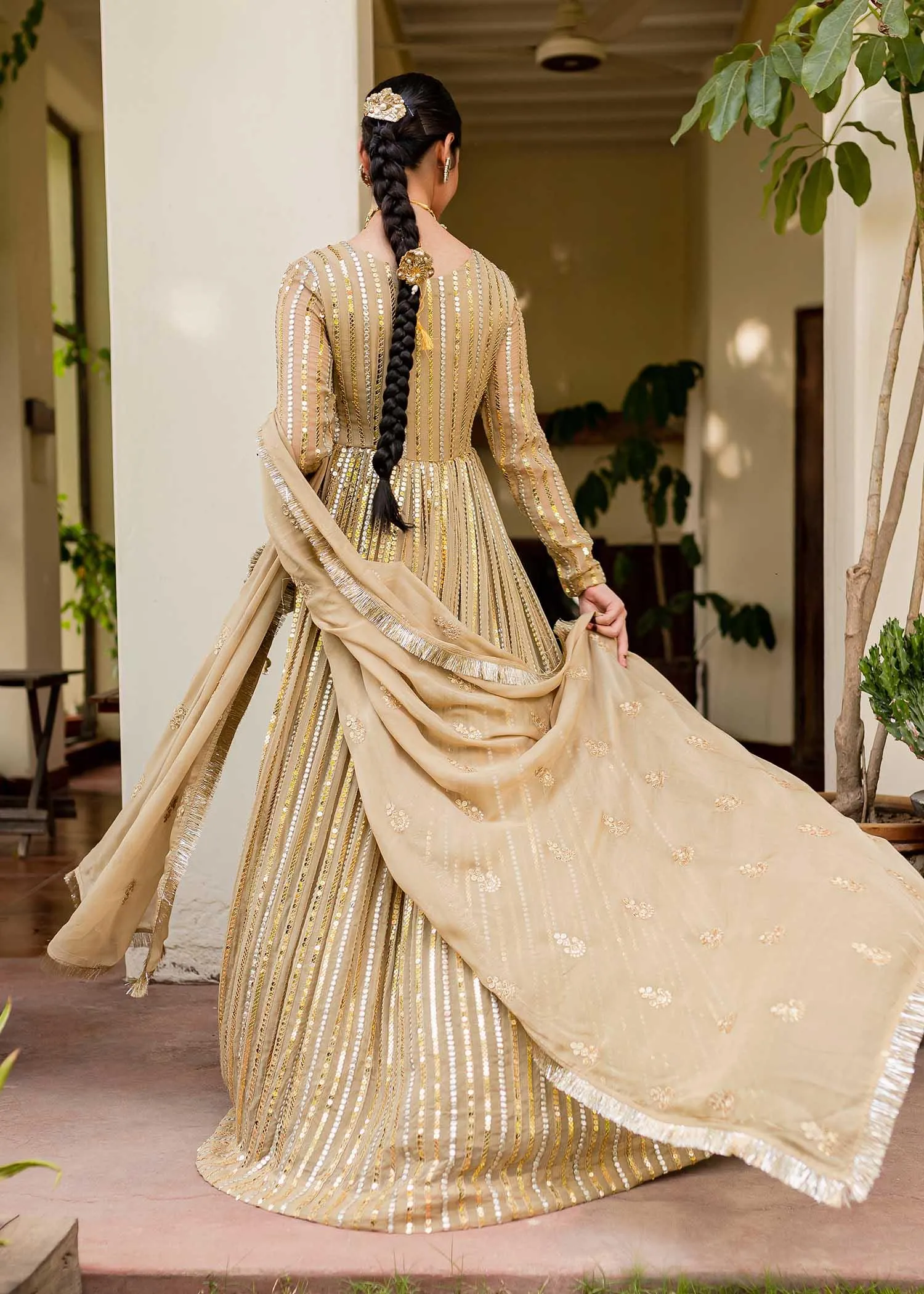 Allure by Ih - ZAMAL - Chiffon & Silk - Golden - 4 Piece