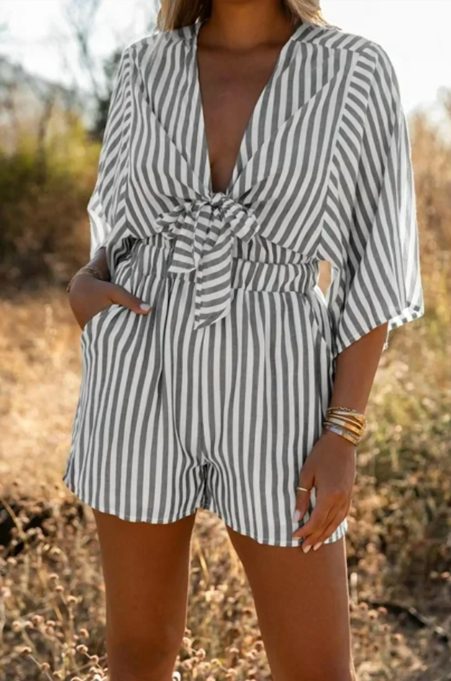 Amaryllis - 3/4 Wide Kimono Sleeves Romper
