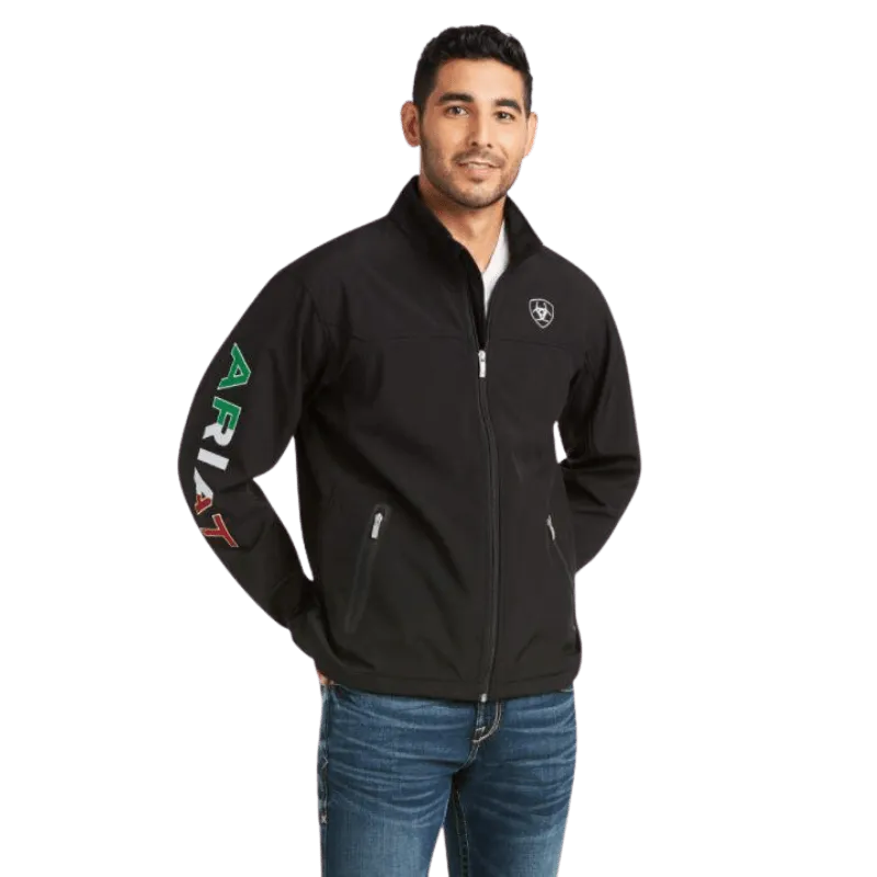 Ariat Men's New Team Black Softshell Mexico Water Resistant Jacket 10031424