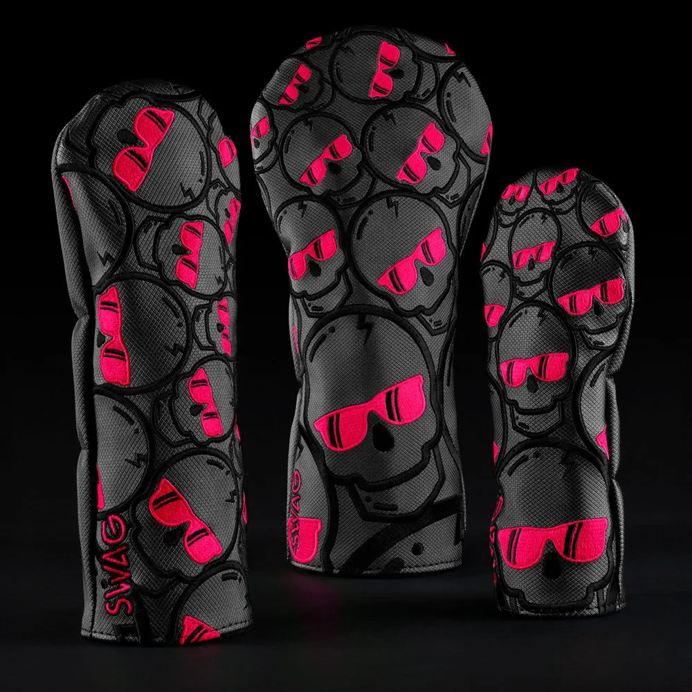 Azalea Pink Concentric Skulls Wood Cover Set