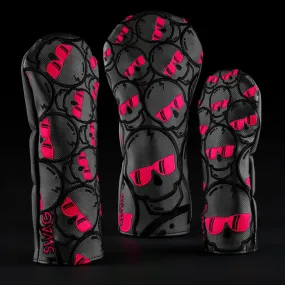 Azalea Pink Concentric Skulls Wood Cover Set