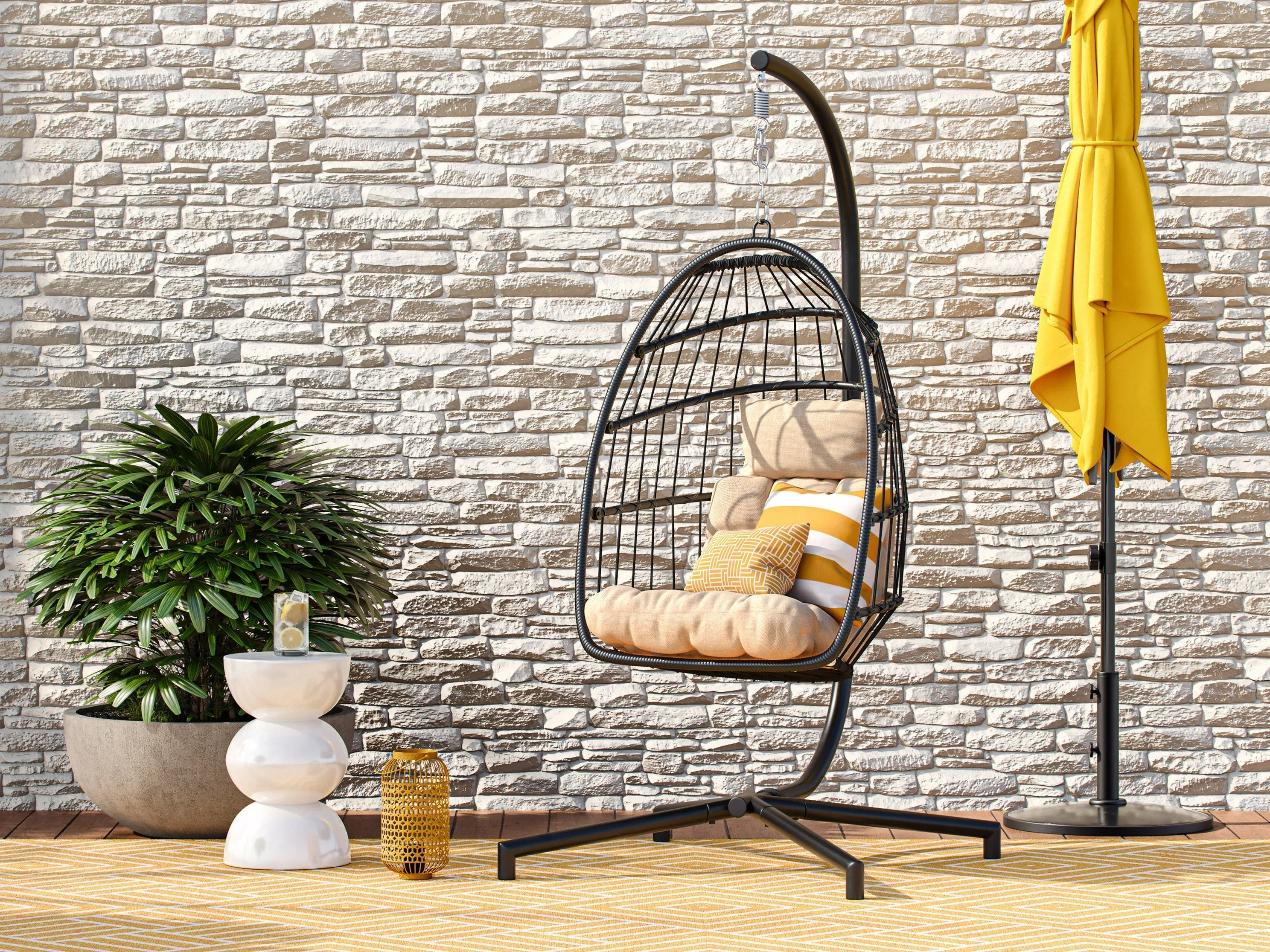 Beige Hanging Egg Chair