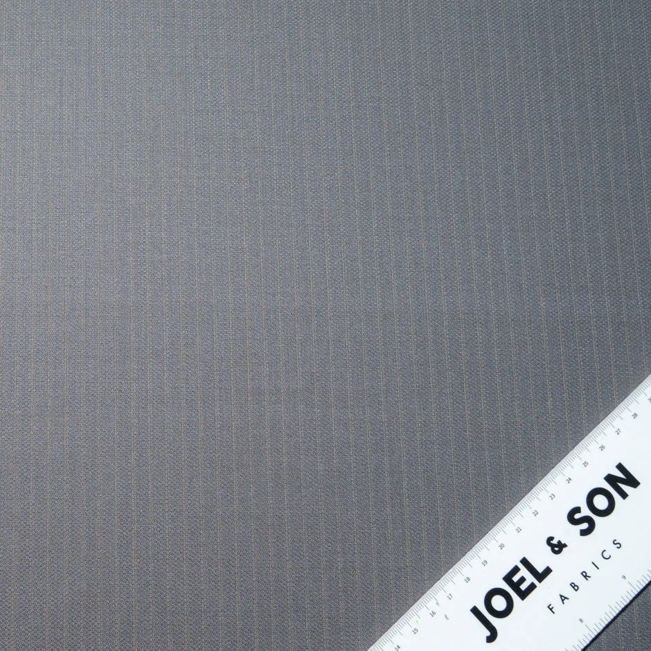 Beige Pinstripe Grey Superfine Pure Wool Suiting
