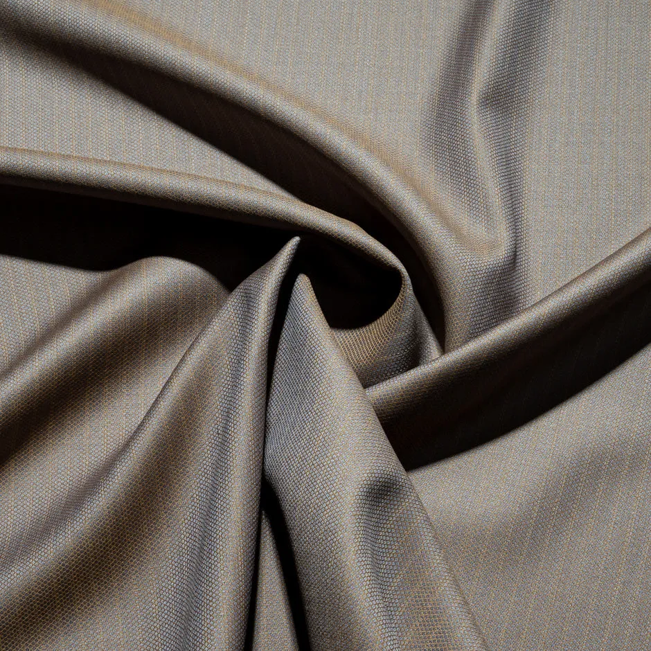 Beige Pinstripe Putty Superfine Pure Wool Suiting