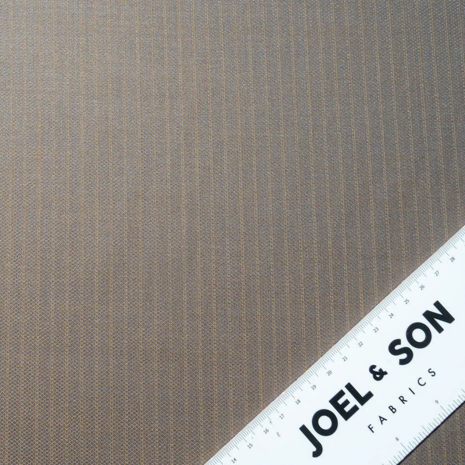 Beige Pinstripe Putty Superfine Pure Wool Suiting