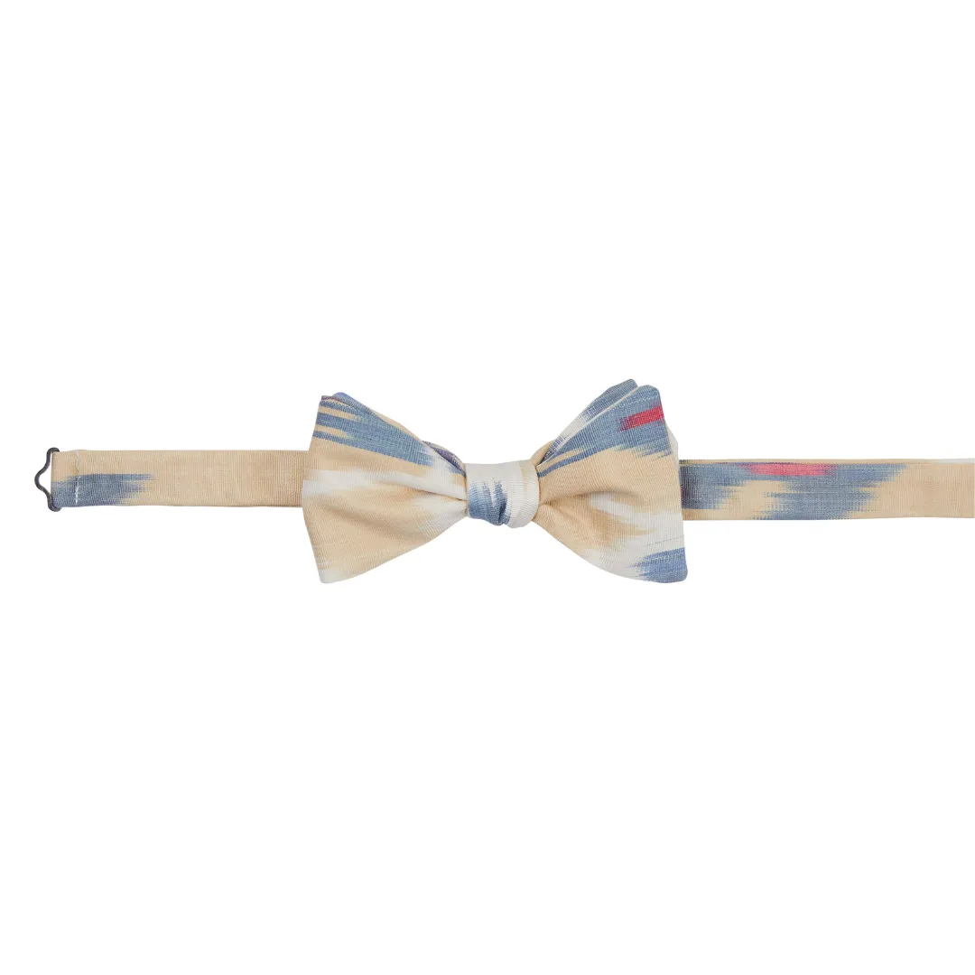 Bienville Silk Ikat Bow Tie - Taupe, French Blue, Pink