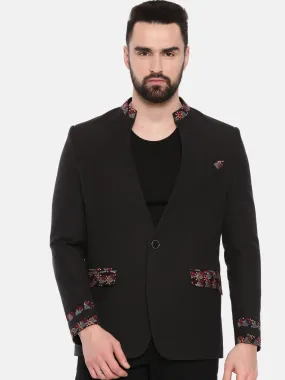 Black Casual Cotton Blazer for Men - MMJ0152