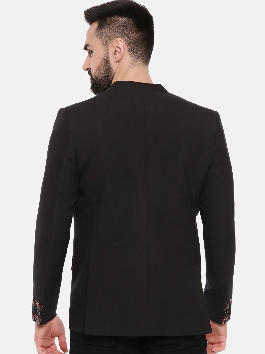 Black Casual Cotton Blazer for Men - MMJ0152