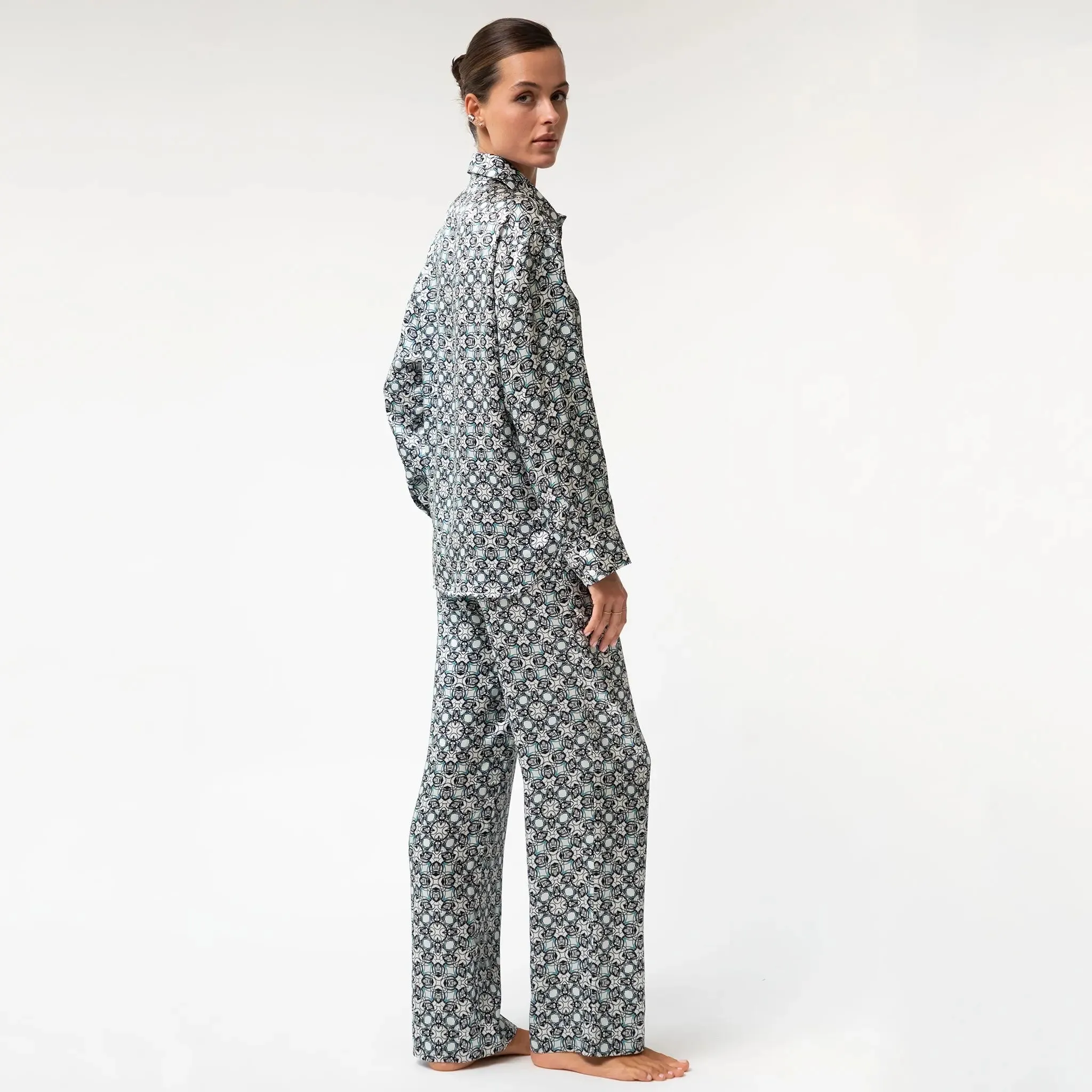 Black Crystal Neo Geo Silk Pyjama Pants