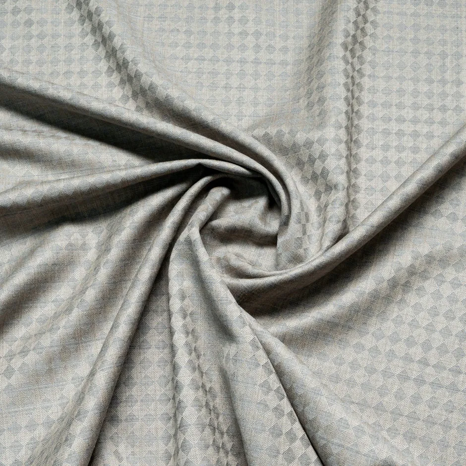 Blue Diamond Jacquard Beige Super 160s Tropical Wool