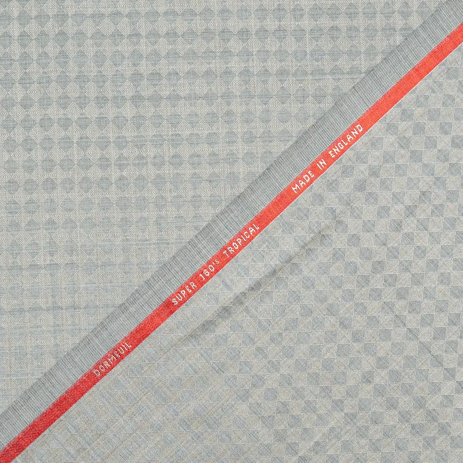 Blue Diamond Jacquard Beige Super 160s Tropical Wool