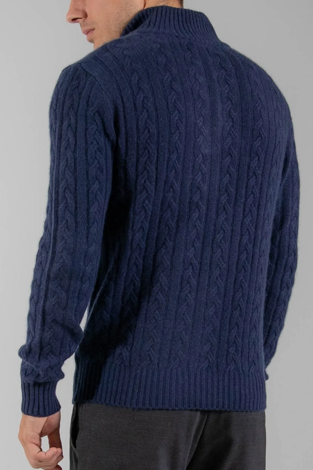 CABLE SUEDE TRIM QUARTER ZIP