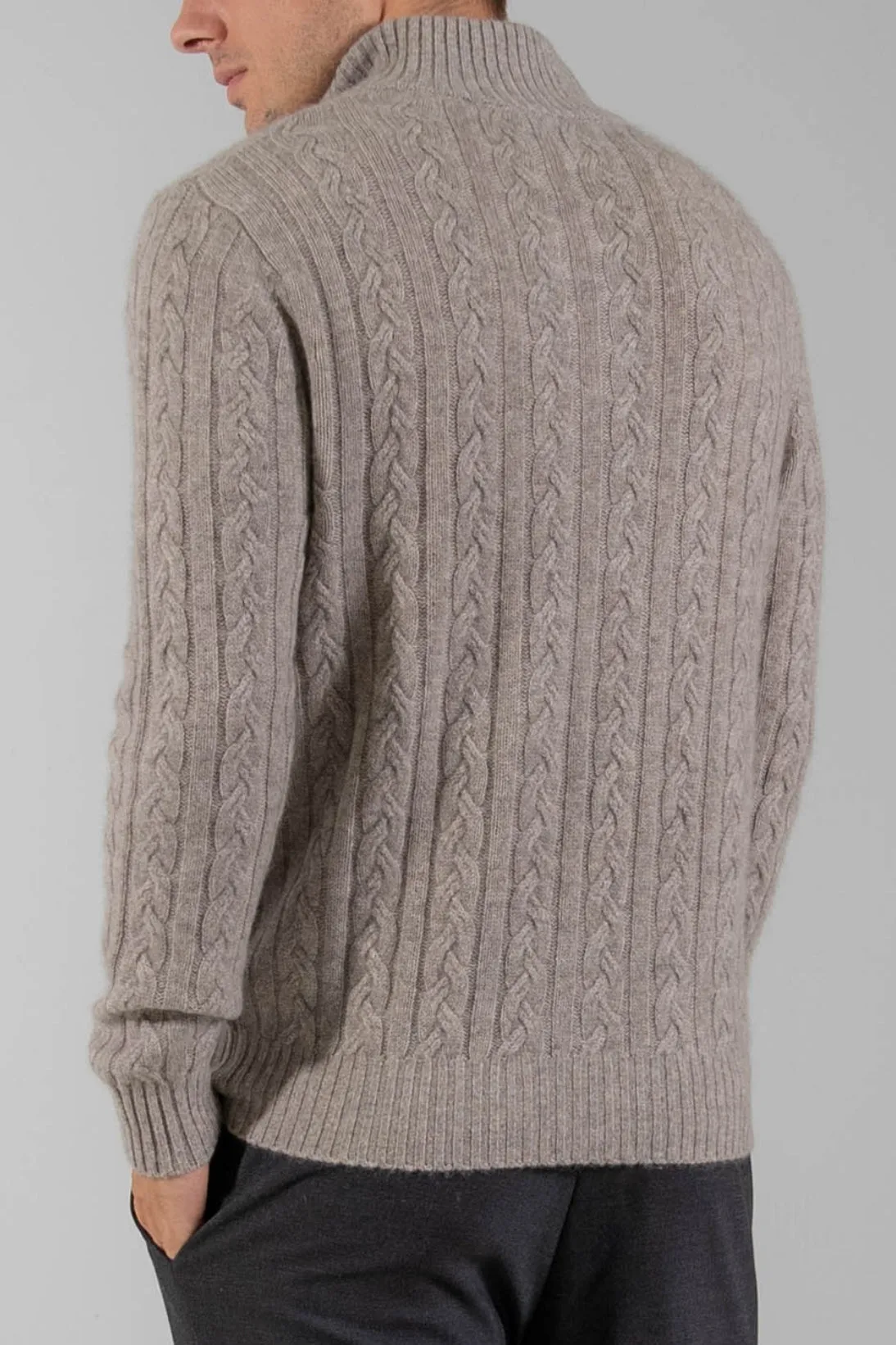 CABLE SUEDE TRIM QUARTER ZIP