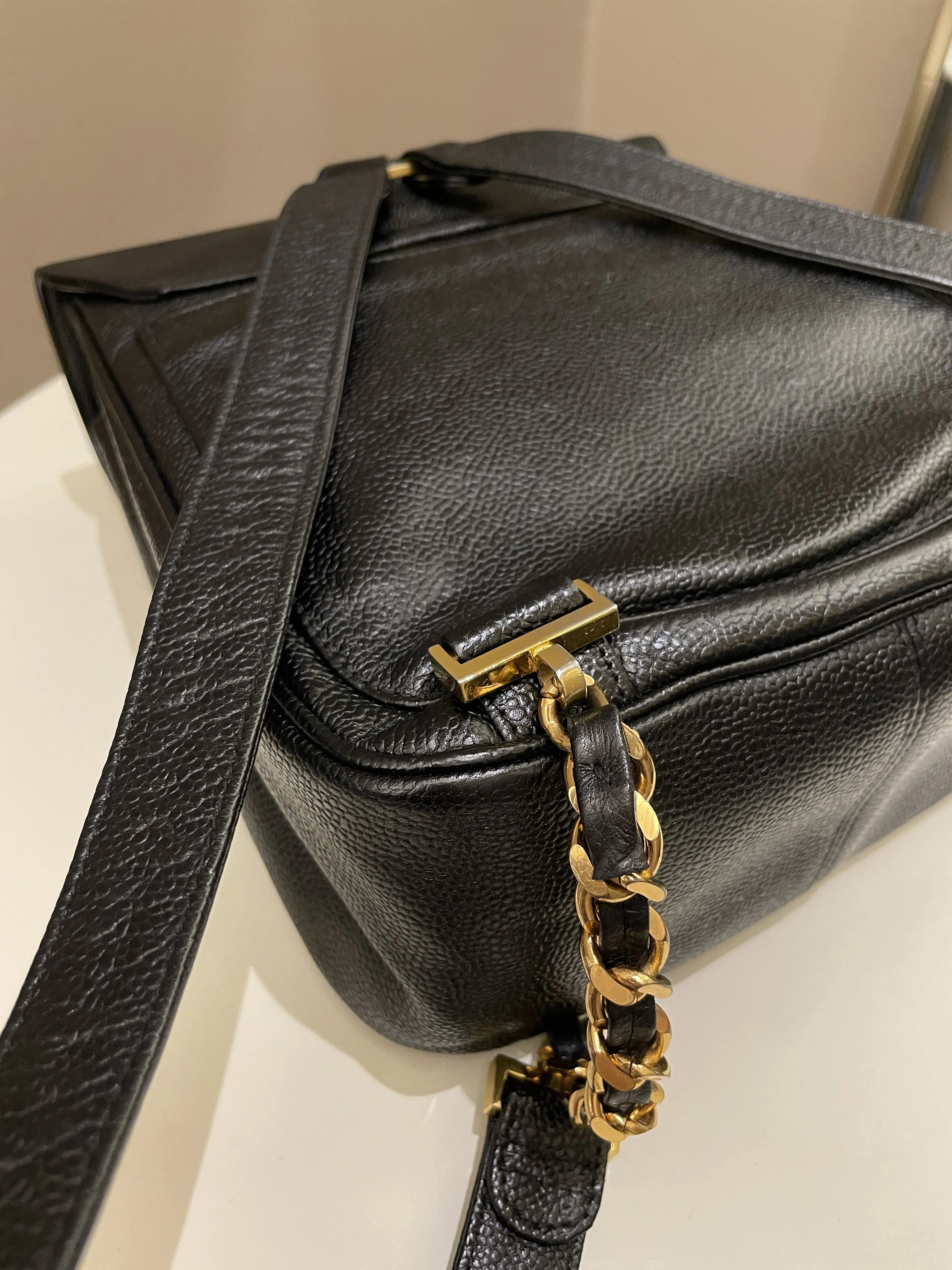Chanel Vintage Cc Backpack  Black Caviar