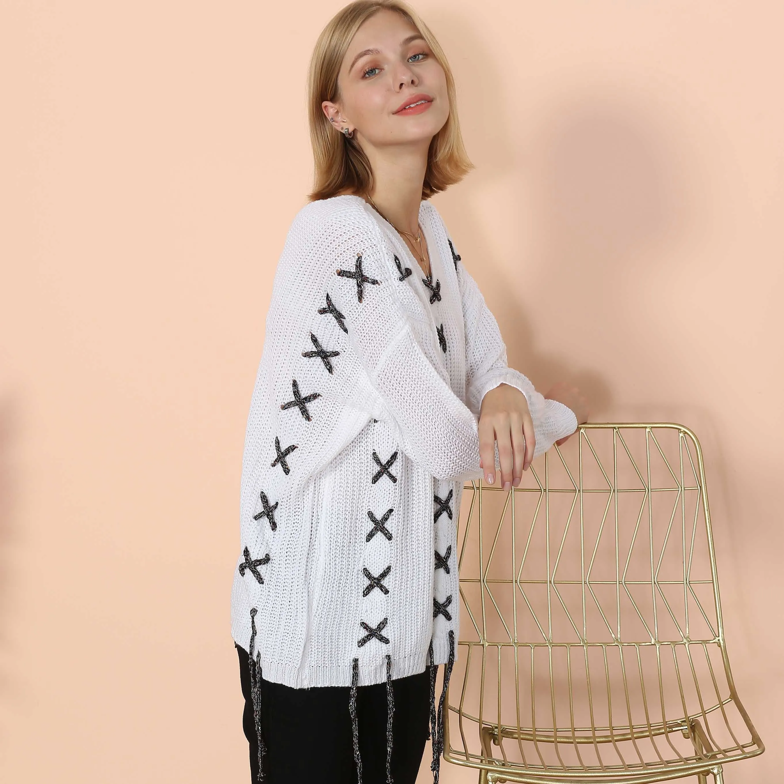 Criss-Cross Soft Tunic Sweater