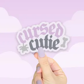Cursed Cutie Gothic Halloween Die-Cut Sticker | Kawaii Spooky Font Design | Halloween Stationery & Decor