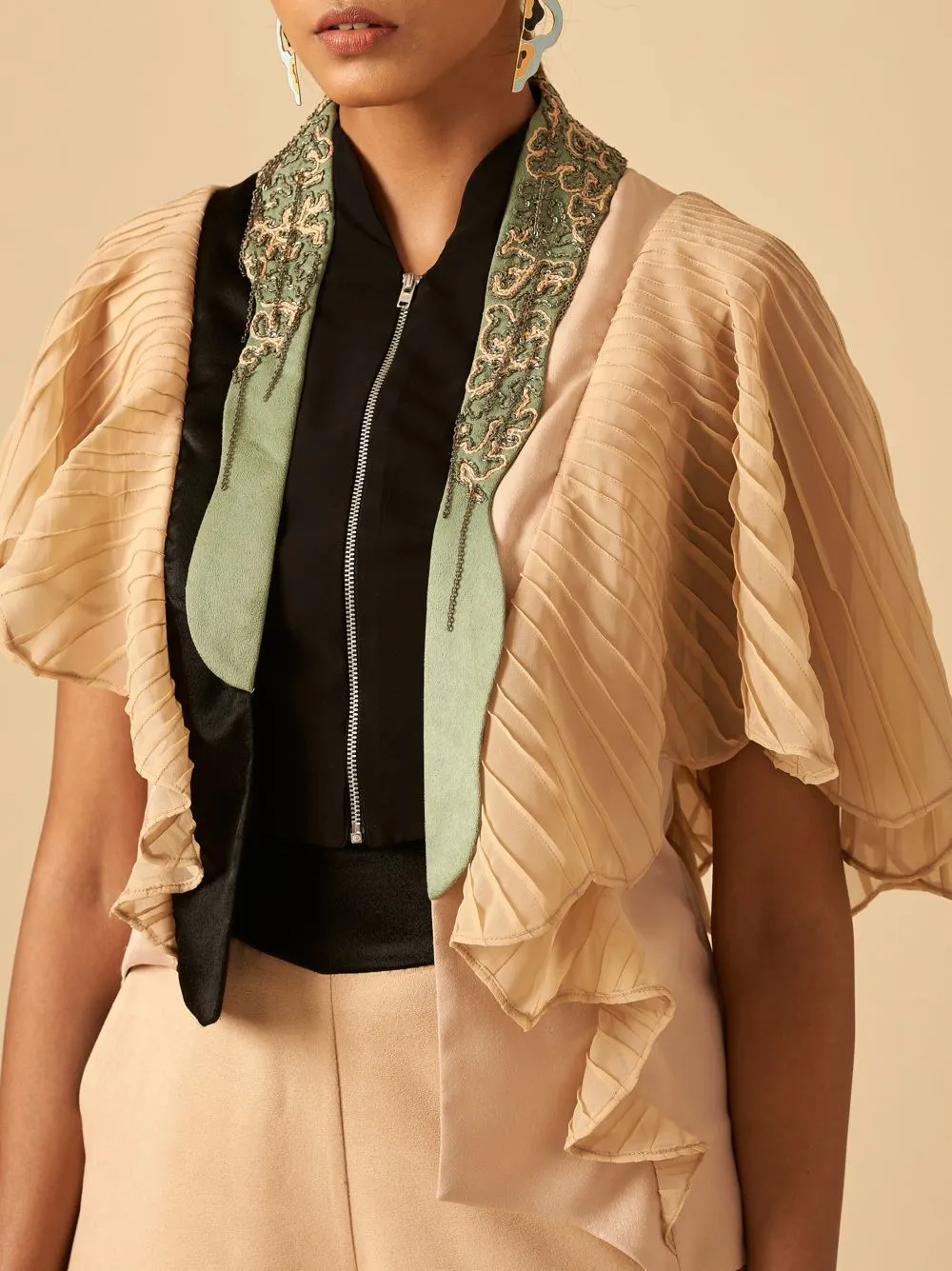 ECRU FLUTE TOP & TROUSER SET
