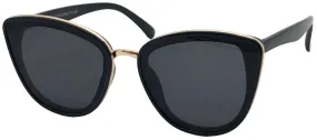 Fantas-Eyes Womens Layla Cateye Non-Polarized Sunglasses - Black/Gold