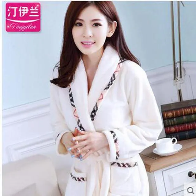 Flannel Hooded Bathrobe Men Kimono Hombre Solid Bath Robes Male Nightgown Long Sleeve Sleepwear Pajamas Lounge Homewear Men