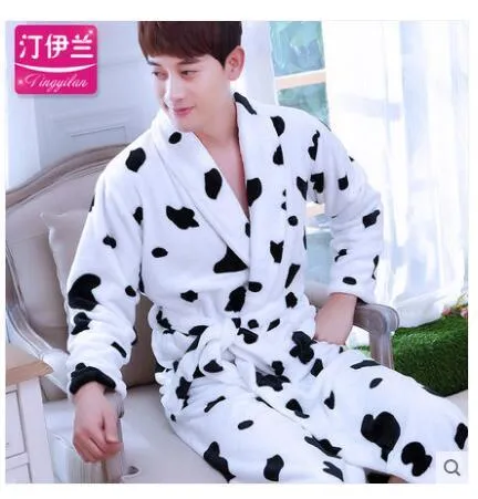 Flannel Hooded Bathrobe Men Kimono Hombre Solid Bath Robes Male Nightgown Long Sleeve Sleepwear Pajamas Lounge Homewear Men