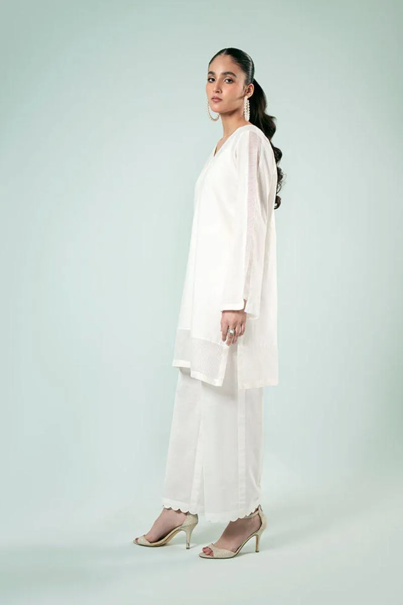 FOZIA KHALID  - Checkered Embroidered Set - Dobby Cotton - 2 Piece