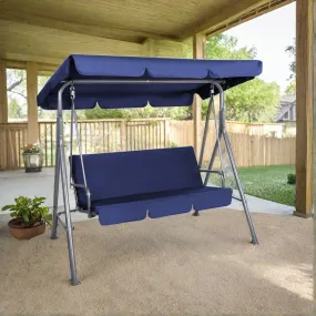 Gardeon Outdoor Swing Chair Garden Bench Furniture Canopy 3 Seater Navy