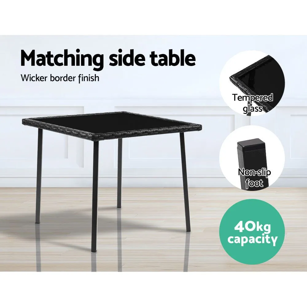 Gardeon Three Piece Outdoor Chair Rocking Set - Black