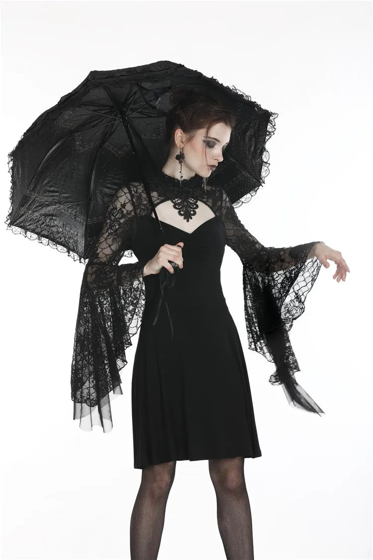 Gothic flower neck lace mesh sleeves dress DW280