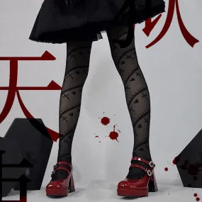Gothic Hearts Cross Pantyhose