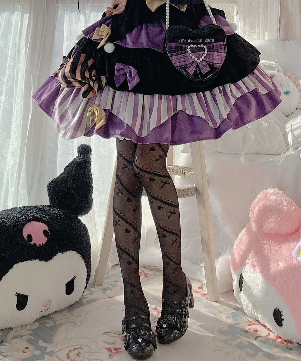 Gothic Hearts Cross Pantyhose