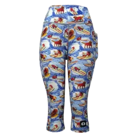 High Waist Funky 3/4 Leggings - SPCA EL Surfer Dogs High Waist Funky 3/4 Leggings - SPCA EL Surfer Dogs