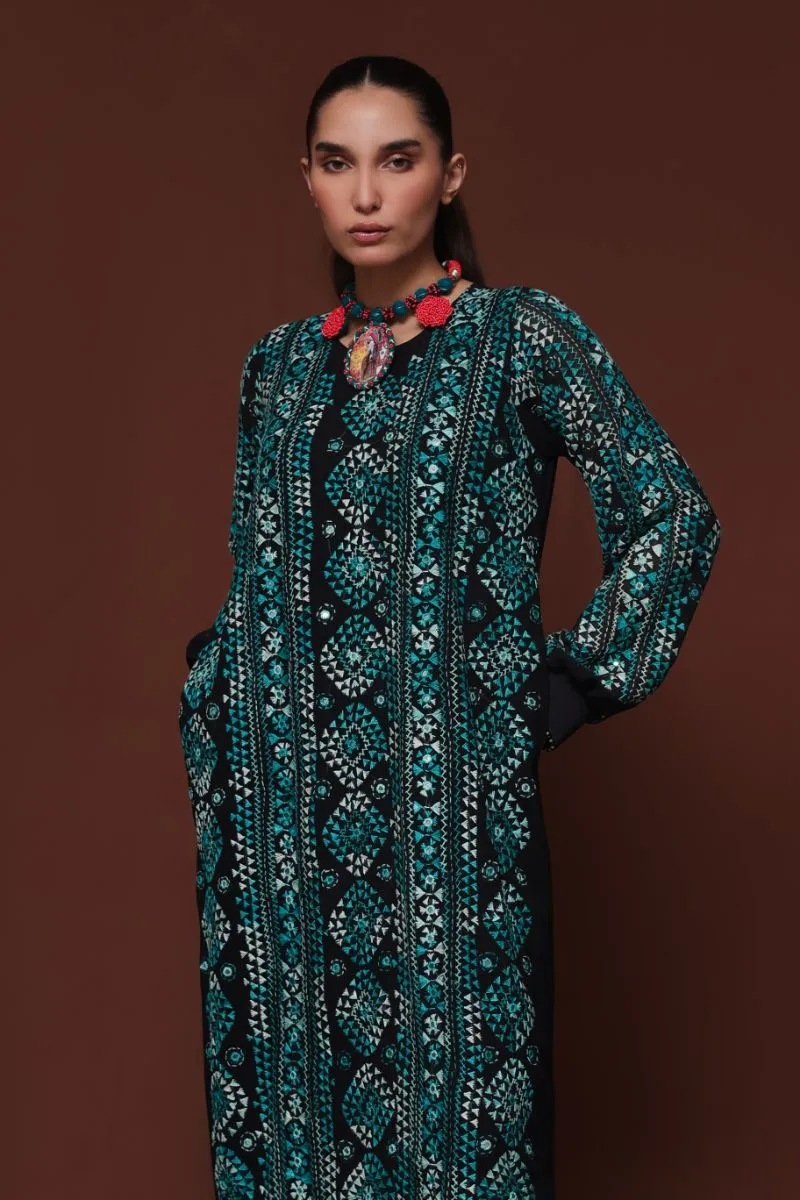 Huma Adnan - Chandni - Black - Chiffon - 1 Piece