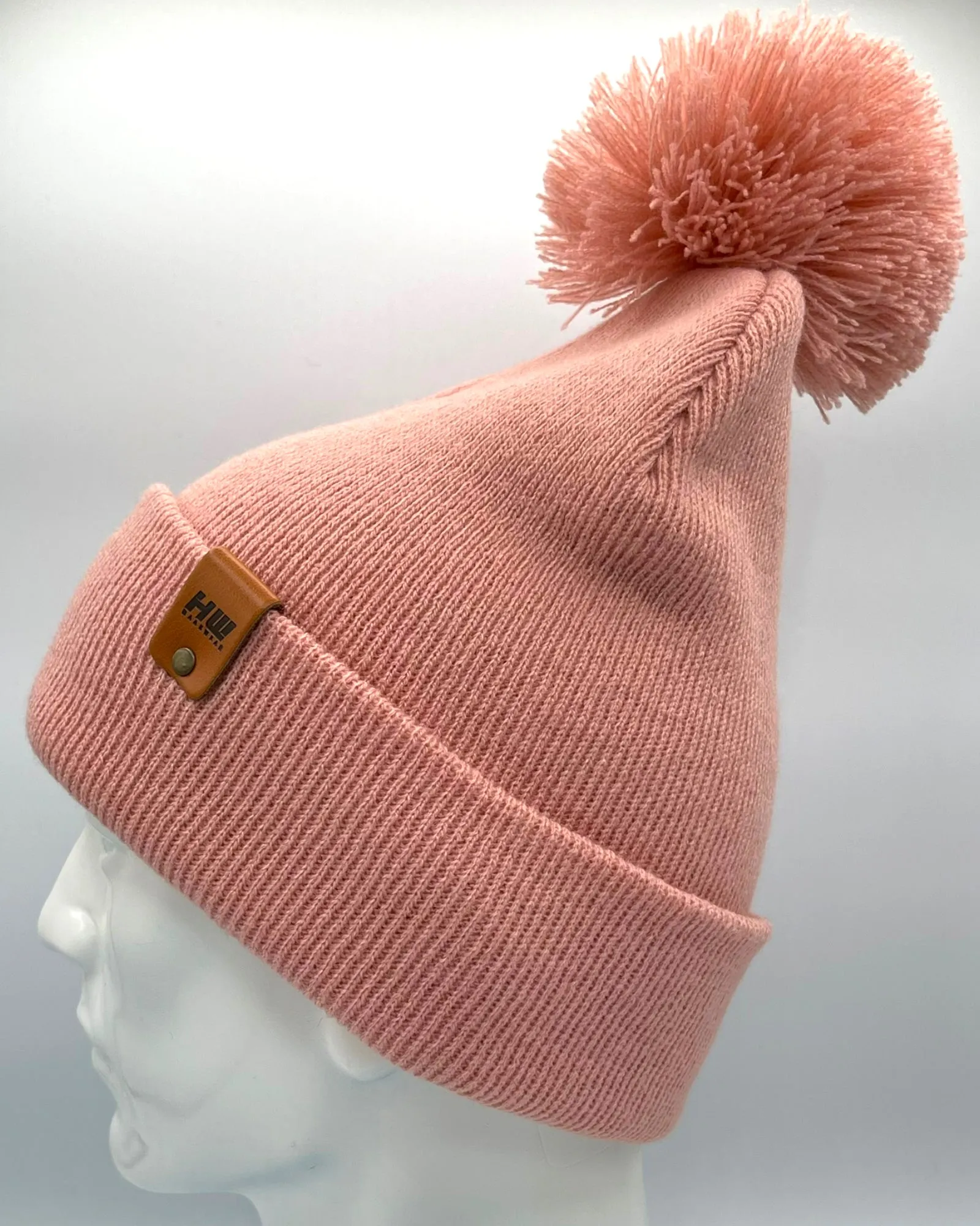 HW6071 HAAKWEAR Pom Pom Beanie - Made in USA - Pearl Pink