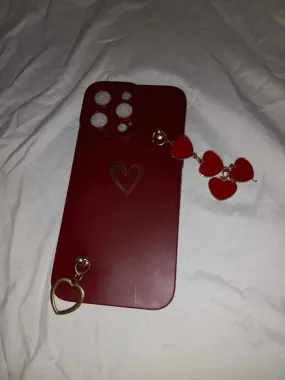 iPhone 14 Case, Purple with Hearts