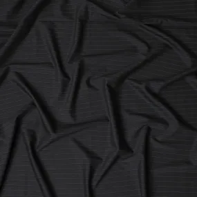 Italian Premium Striped Wool Suiting Fabric - Classic Charcoal, 4 Mtrs Piece-D17746