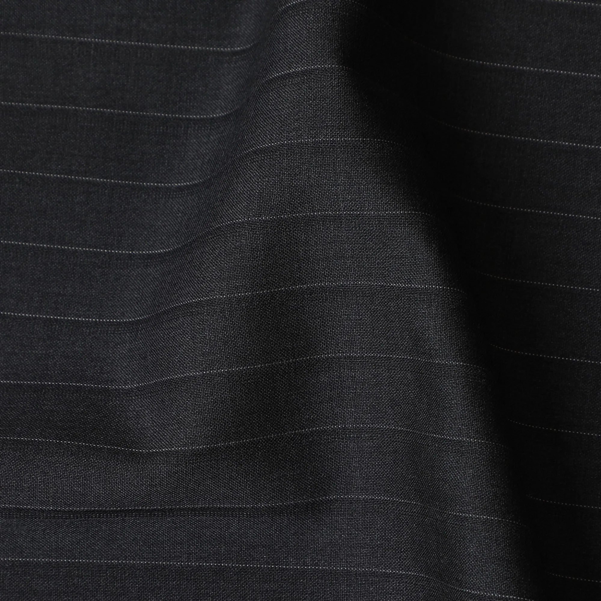 Italian Premium Striped Wool Suiting Fabric - Classic Charcoal, 4 Mtrs Piece-D17746