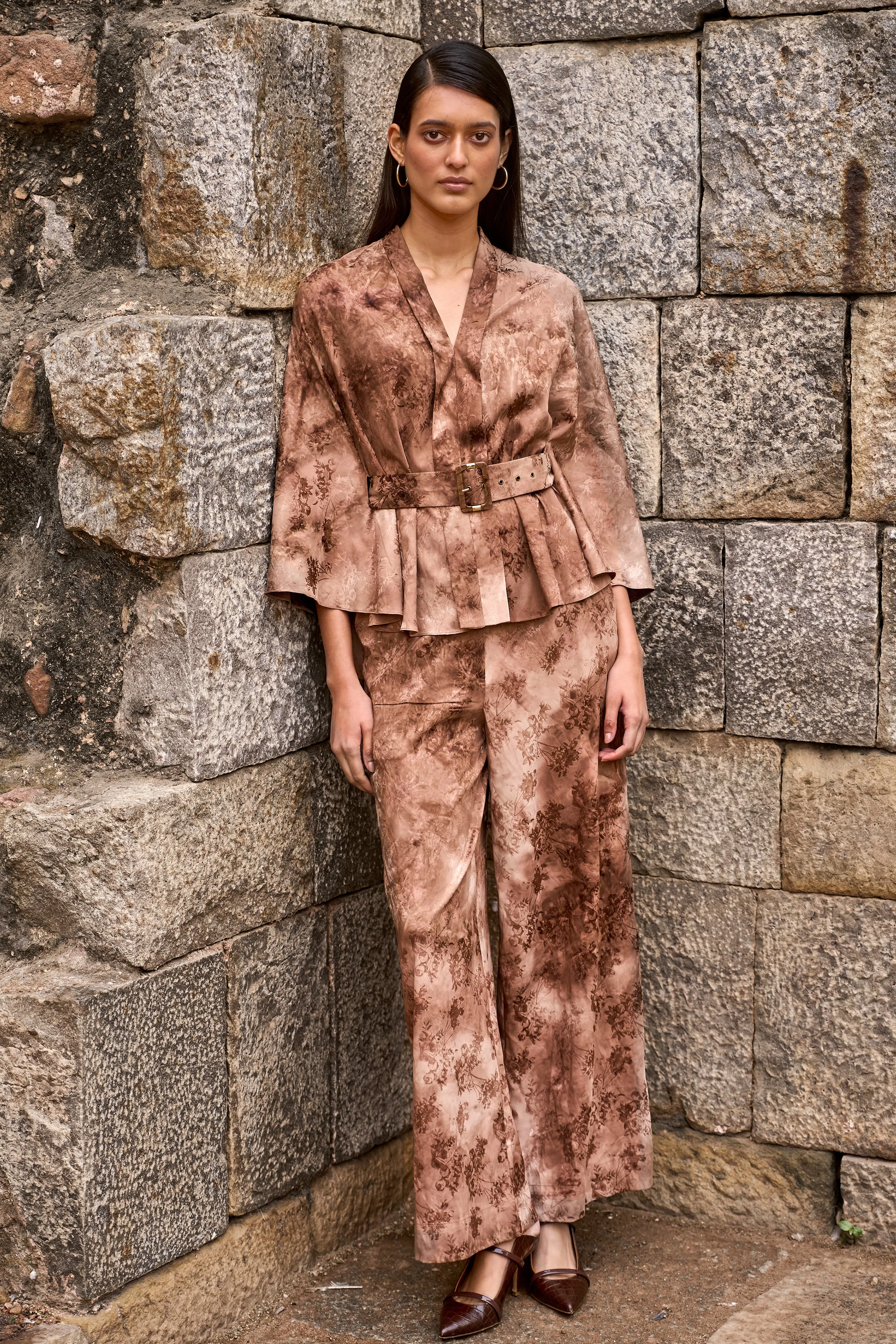 Jacquard Cape and Pant Set