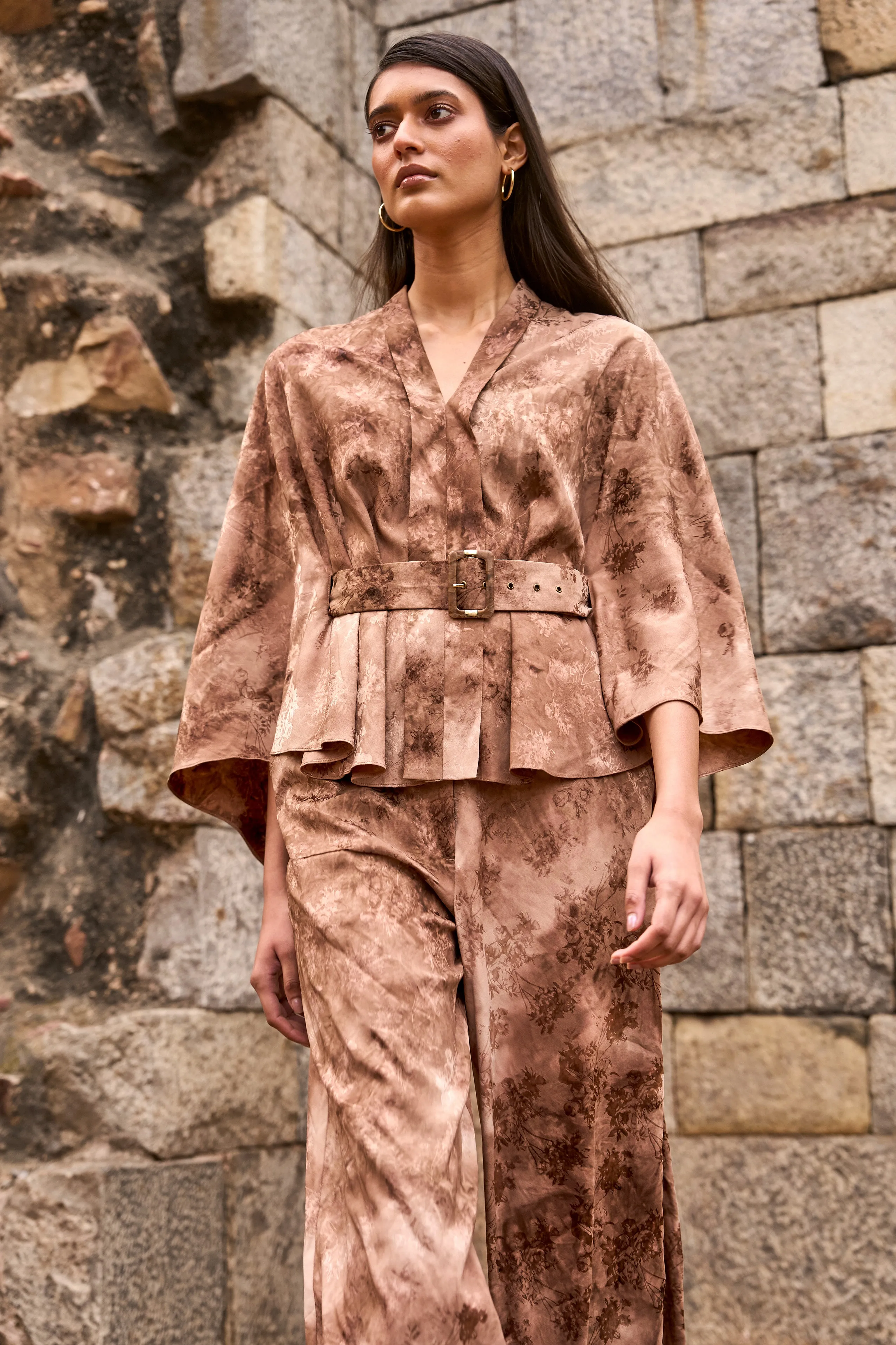 Jacquard Cape and Pant Set