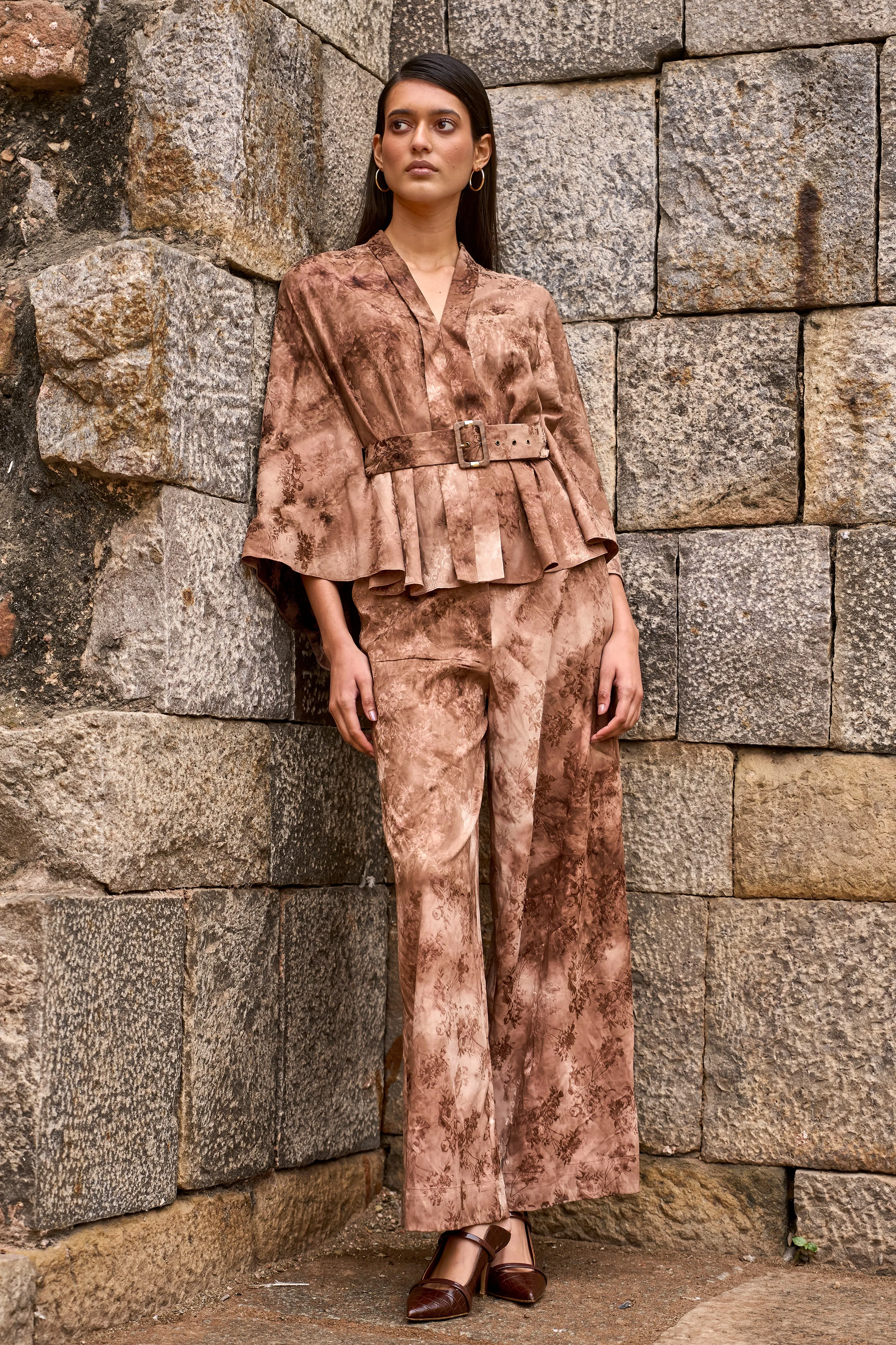 Jacquard Cape and Pant Set
