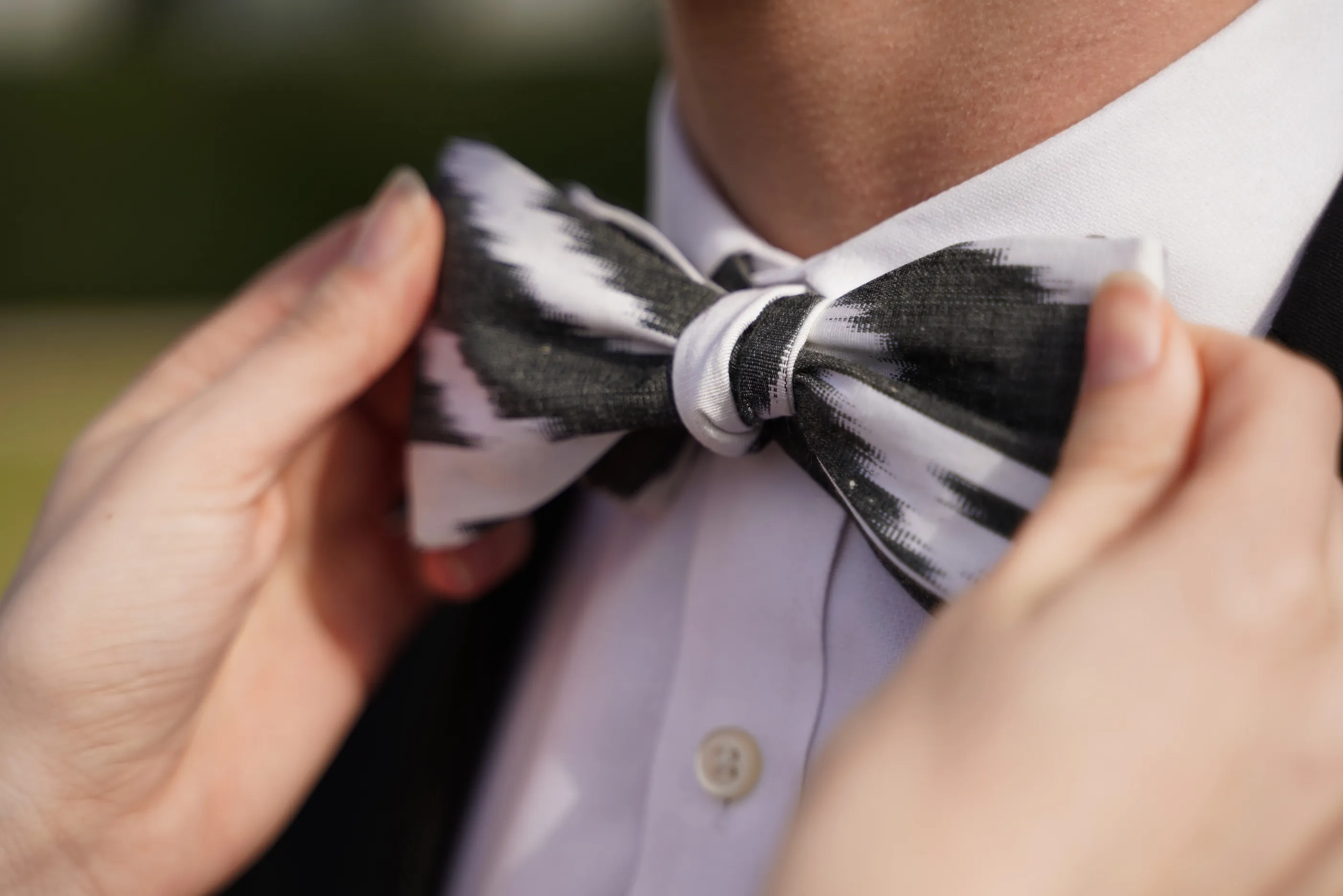 Ladue Silk Ikat Bow Tie - Black, White